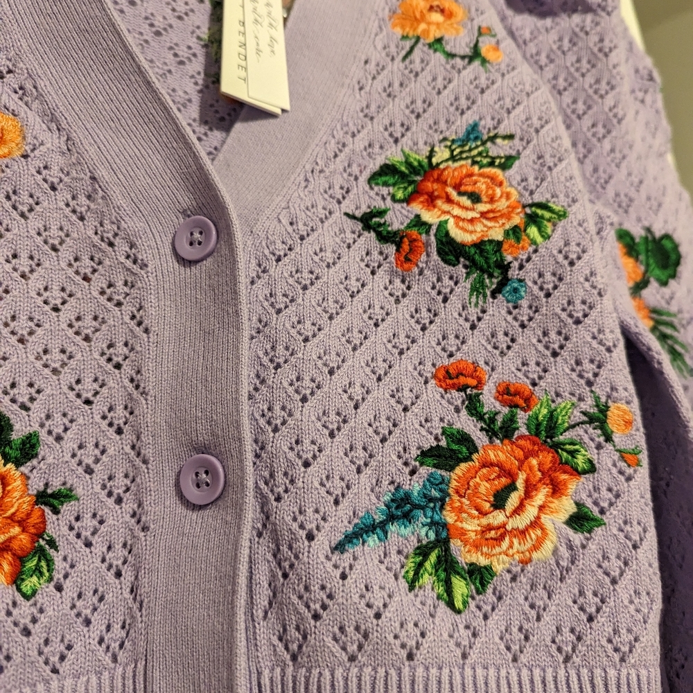 Alice + Olivia Morita Puff Sleeve Cardigan - Picture 5 of 8